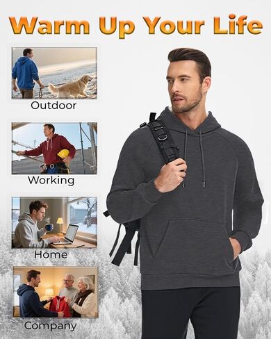 Boladeci Men's Sherpa Hoodie Pullover Heavyweight Thermal Fleece Lined Hooded Sweatshirt for Cold Weather Warm in Kuwait