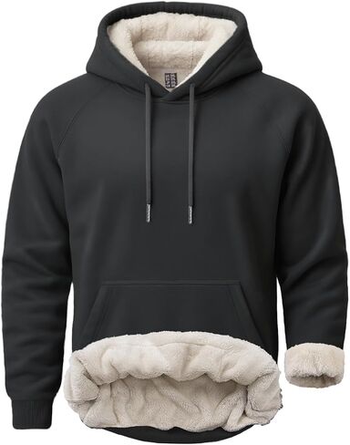 Boladeci Men's Sherpa Hoodie Pullover Heavyweight Thermal Fleece Lined Hooded Sweatshirt for Cold Weather Warm in Kuwait
