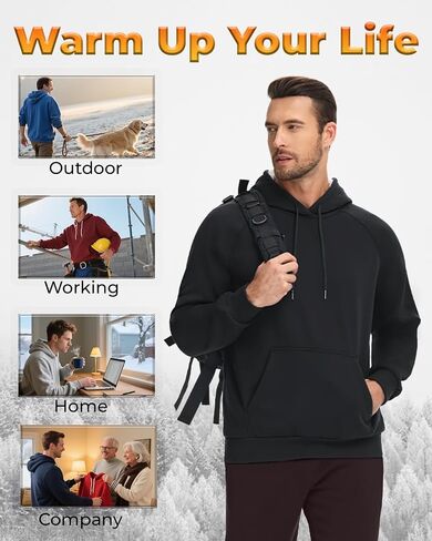 Boladeci Men's Sherpa Hoodie Pullover Heavyweight Thermal Fleece Lined Hooded Sweatshirt for Cold Weather Warm in Kuwait