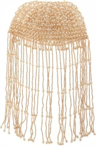 Pearl Bead Women Headwear Headpiece Egyptian Cleopatra Flapper Cap Hat Tassel Hair Jewelry Wedding Bridal Accessories in Saudi Arabia