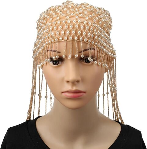 لؤلؤة حبة النساء أغطية الرأس خوذة كليوباترا المصرية قبعة الزعنفة قبعة شرابة الشعر مجوهرات الزفاف اكسسوارات الزفاف in Kuwait
