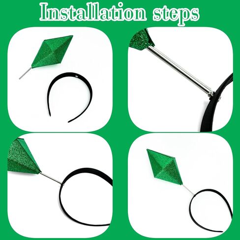 Green Crystal Cosplay Halloween Costumes Headband Diamond Shaped Gamer Costume Accessory for Teens & Adults Unisex Costume Headband Funny Roleplay Prop for Themed Events in Saudi Arabia