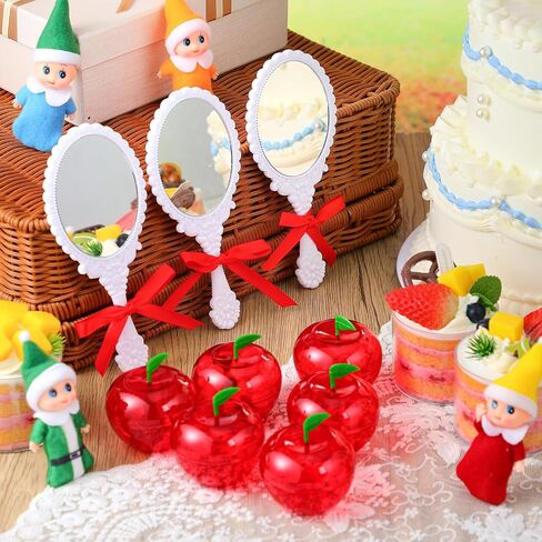 Weysat 48 Pcs Snow Princess Party Favors Include Red Apple Container and Vintage Handheld Mirror for Girls Princess Party Gifts Snow Beauty Birthday Decoration Supplies in Saudi Arabia