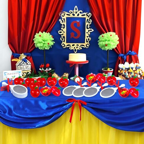 Weysat 48 Pcs Snow Princess Party Favors Include Red Apple Container and Vintage Handheld Mirror for Girls Princess Party Gifts Snow Beauty Birthday Decoration Supplies in Saudi Arabia