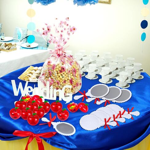 Weysat 48 Pcs Snow Princess Party Favors Include Red Apple Container and Vintage Handheld Mirror for Girls Princess Party Gifts Snow Beauty Birthday Decoration Supplies in Saudi Arabia
