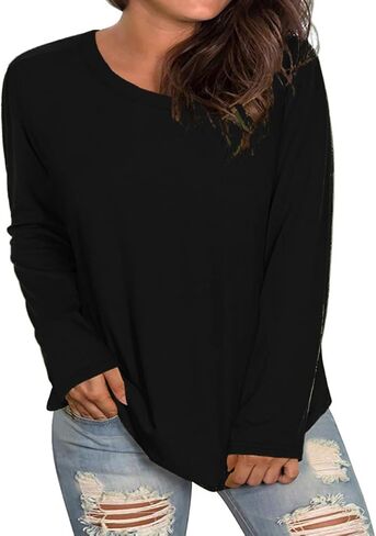 Plus Size Long Sleeve T Shirts Women Fall Tops Tshirts Tunic Casual Tee in Kuwait