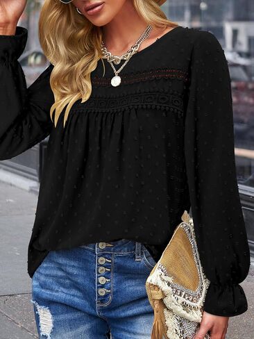 BETTE BOUTIK Womens Boho Fall Long Sleeve Shirts Crewneck Dressy Casual Blouses Trendy Flowy Tops in Saudi Arabia