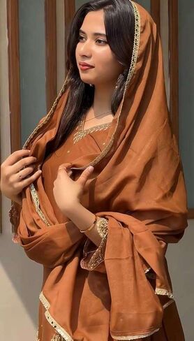 FusionArt Craft Women's Georgette Sequence Moti Work Straight Kurti With Salwar and Dupatta Set in Saudi Arabia