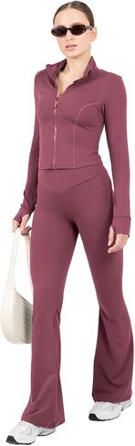 سترة YITTY Active النسائية UltraLuxe بسحاب كامل، رياضية، تمدد في 4 اتجاهات، فتحات إبهام in Kuwait