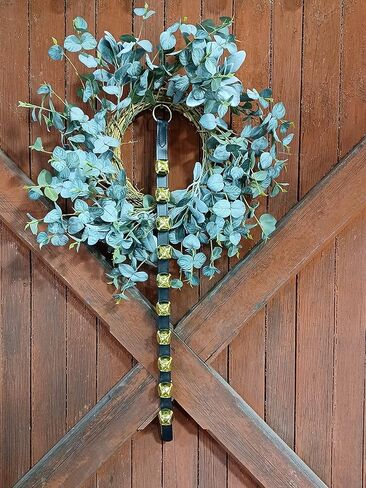 Rustic Red Door Co. Hanging Sleigh Bells for Door - 10 Brass Door Hanging Bell on Red Leather Strap - Multi - Purpose Christmas Sleigh Bells & Dog Training Bells in Kuwait