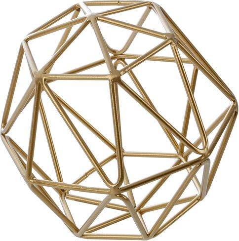منحوتة تجريدية هندسية ثلاثية الأبعاد من MyGift، كرة تزيينية بسلك معدني ذهبي اللون، لمسات ديكور منزلي مقاس 6.4 بوصة in Saudi Arabia