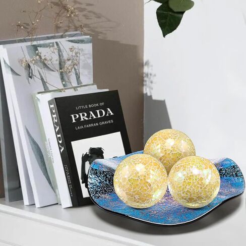 3 قطعة الأجرام السماوية الزجاجية الفسيفساء كرات الزخرفية مجموعة 8.5 سنتيمتر/3.35 بوصة المجال الأزرق حفل زفاف ديكور المنزل الجدول محور in Kuwait
