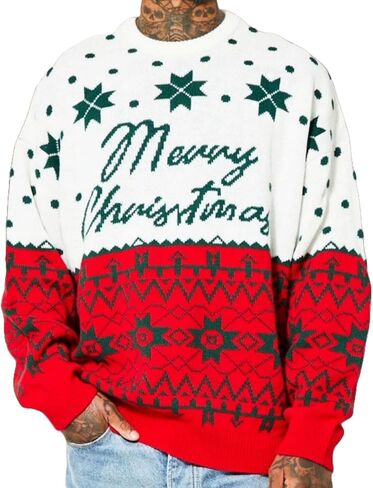 Christmas Sweater for Men Long Sleeve Knitted Xmas Pullover Tops in Saudi Arabia