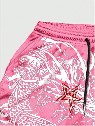 GORGLITTER Men's Dragon Graphic Track Shorts Color Block 2 in 1 Athletic Basketball Running Gym Shorts in Saudi Arabia