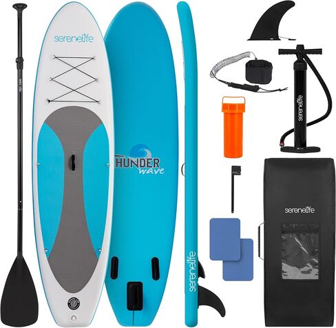 SereneLife Inflatable Stand Up Paddle Board (6 Inches Thick) with Premium SUP Accessories, Seat & Carry Bag | Bottom Fin for Paddling, Surf Control, Non-Slip Deck | Youth & Adult Standing Boat in Saudi Arabia