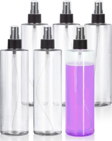 JUVITUS 8 oz Clear Cylinder Plastic PET Bottles with White Disc Cap (6 pack) in Saudi Arabia