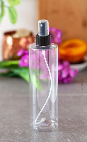 JUVITUS 8 oz Clear Cylinder Plastic PET Bottles with White Disc Cap (6 pack) in Saudi Arabia