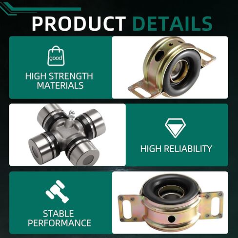 4Pcs Drive Shaft U-Joints & Center Support Bearing Kit Compatible with Toyota Tacoma 4WD 1995-2004, Replacement for 372300K040, 37230-0K040, 04371-30020, 5-1510X in Saudi Arabia