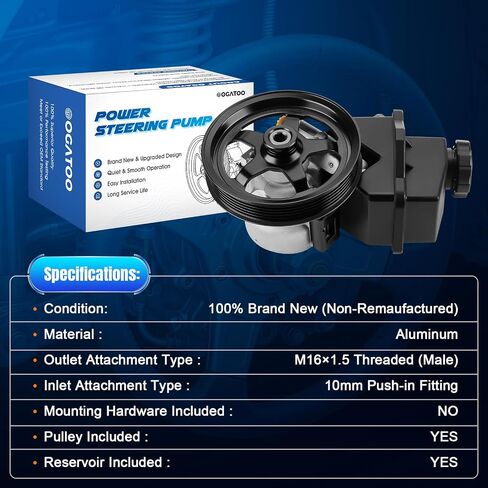 Power Steering Pump with Pulley and Reservoir Fits for Chevrolet Impala 2006-2011, Monte Carlo 2006 2007 3.5L 3.9L Replaces 88964571, 63139N, 15267585, 20-69989 Power Steering Asist Pump in Saudi Arabia