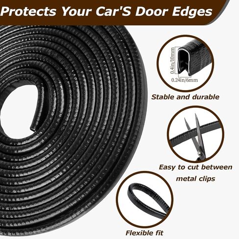 Car Door Edge Guards Black - 16.5Ft(5M) Car Door Protector Fits Most Vehicles,Provides Edge Trim and Paint Protection for Trucks,Suvs,Sedans,No Adhesive Required,Fade Resistant,Easy to Cut in Saudi Arabia