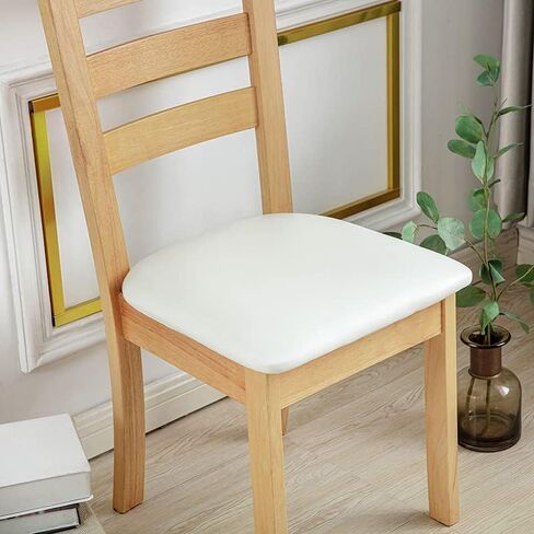 1Pcs Stretch PU Chair Cover Universal Seat Cushion Chair Cover, Chair & Stool Cover-White in Saudi Arabia