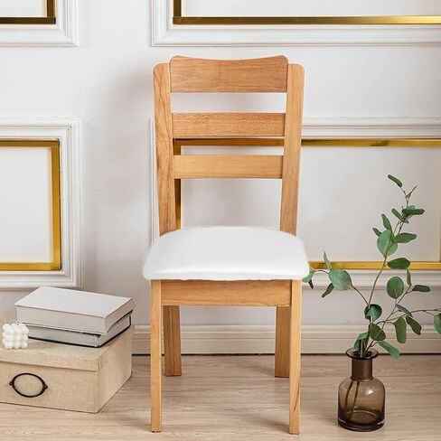 1Pcs Stretch PU Chair Cover Universal Seat Cushion Chair Cover, Chair & Stool Cover-White in Saudi Arabia