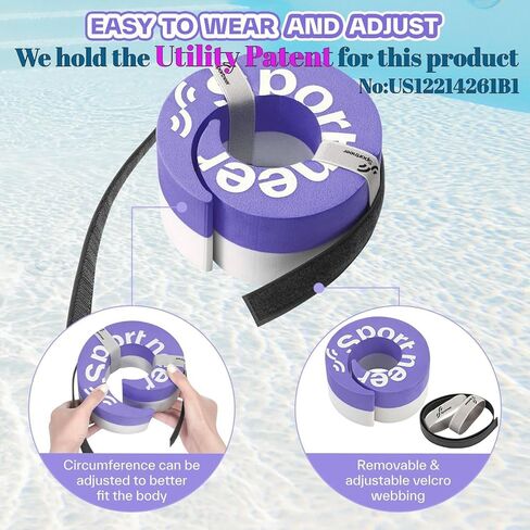 Foam Aquatic Cuffs Exercise Equipment: Sportneer Water Aerobics Float Ring with Detachable Velcro Pool Exercise Workout Set Water Ankle Buoyancy Ring Arm Belts for Swimming Pool Fitness Training in Kuwait