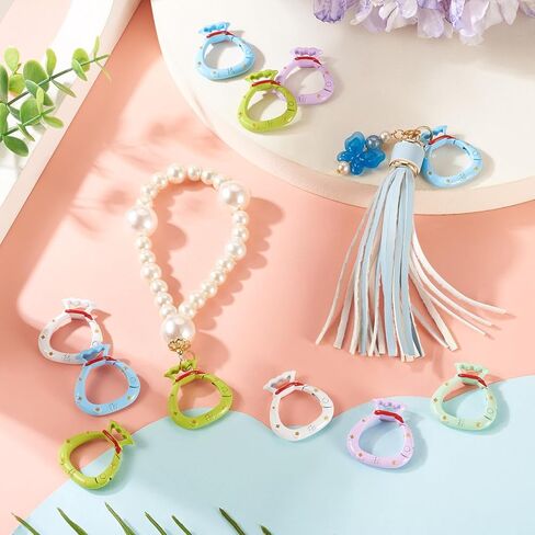 Beadthoven 17Pcs Alloy Enamel Heart Spring Gate Rings Heart Shaped Carabiner Snap Clips Colorful Keychain Buckles Cute Heart Metal Lanyards Backpack Clasps for Keychains Making Bag Purse DIY Crafts in Kuwait