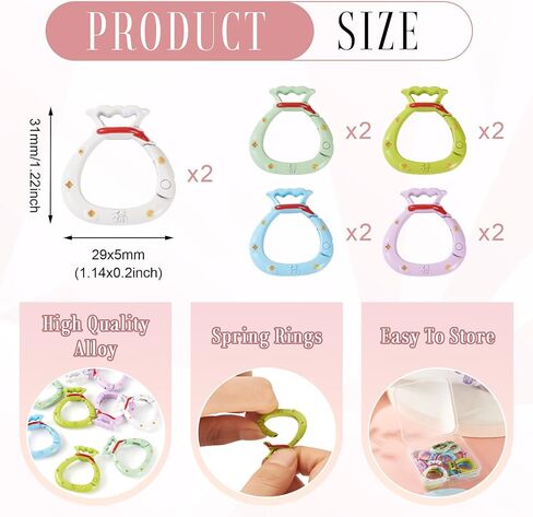 Beadthoven 17Pcs Alloy Enamel Heart Spring Gate Rings Heart Shaped Carabiner Snap Clips Colorful Keychain Buckles Cute Heart Metal Lanyards Backpack Clasps for Keychains Making Bag Purse DIY Crafts in Kuwait