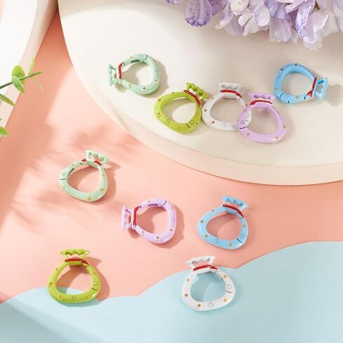 Beadthoven 17Pcs Alloy Enamel Heart Spring Gate Rings Heart Shaped Carabiner Snap Clips Colorful Keychain Buckles Cute Heart Metal Lanyards Backpack Clasps for Keychains Making Bag Purse DIY Crafts in Kuwait