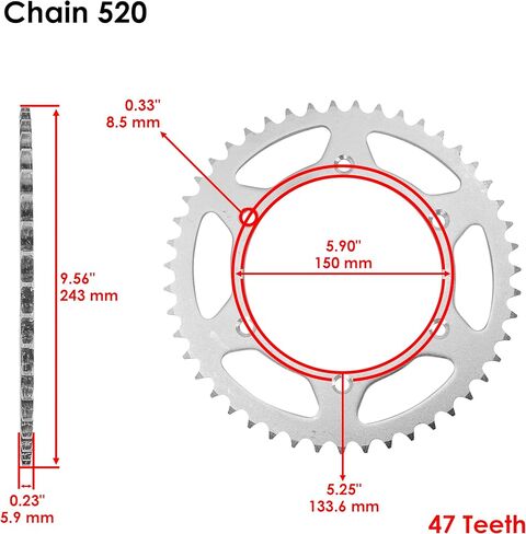 Caltric Steel O-Ring Drive Chain & Sprocket Kit Compatible with Kawasaki KX250 1987-1989 / KX500 1987-2004 in Saudi Arabia