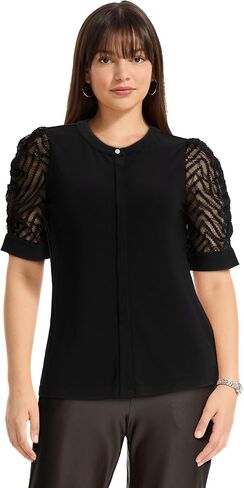 Anne Klein Women's Short Sleeve Hidden Placket Top in Saudi Arabia