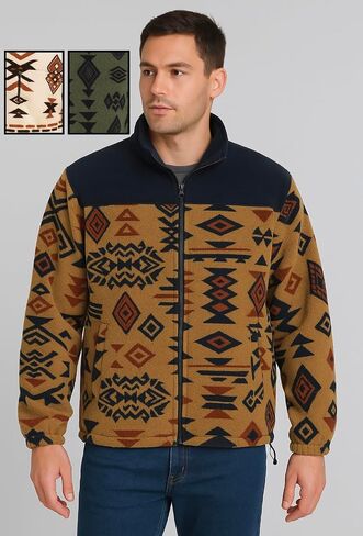جاكيت رجالي بنمط أزتيك شيربا بسحاب كامل in Saudi Arabia