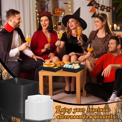 Yaomiao 50 Pcs Halloween Pumpkin Charcuterie Boxes with Ropes and Cards Square Disposable Paper Food Containers Orange Dessert Boxes for Cake Cookie Sandwich Goodie Halloween Party Gifts in Saudi Arabia