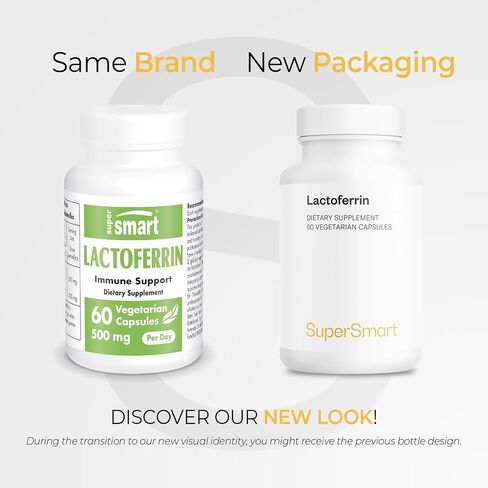 Supersmart - Lactoferrin Supplement (High Strength) - Whey Proteins Extract - Natural Glycoprotein | Non-GMO & Gluten Free - 60 Vegetarian Capsules in Saudi Arabia