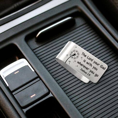 The Lord Your God is with You Wherever You Go Visor Clip for Cars, Christian Gifts for Women Men Drivers, Joshua 1:9 Bible Verse Car Visor Clip, Funny Car Charm Accessories for New Driver in Kuwait