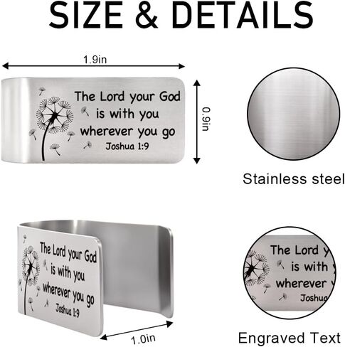 The Lord Your God is with You Wherever You Go Visor Clip for Cars, Christian Gifts for Women Men Drivers, Joshua 1:9 Bible Verse Car Visor Clip, Funny Car Charm Accessories for New Driver in Kuwait