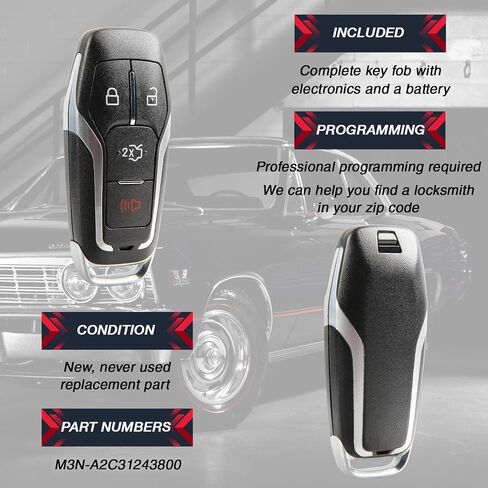 USARemote Key Fob Replacement for 2015 2016 2017 Ford Fusion Edge Explorer Mustang 4-Button Keyless Entry Remote Smart Key Prox M3N-A2C31243800 5926060 164-R8109 164-R8120 (2-Pack) in Saudi Arabia
