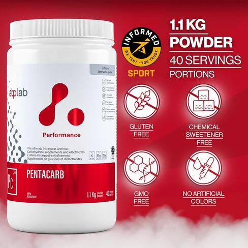 ATP LAB Pentacarb 1.1kg Powder 40-Servings - Unflavoured, Carbohydrate and Electrolyte, Energy and Endurance, Ideal for Post-Workout Recovery, Easy Mixing Formula for Active Lifestyles in Saudi Arabia