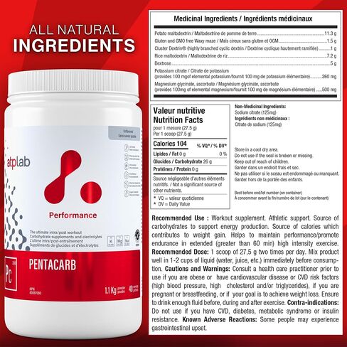 ATP LAB Pentacarb 1.1kg Powder 40-Servings - Unflavoured, Carbohydrate and Electrolyte, Energy and Endurance, Ideal for Post-Workout Recovery, Easy Mixing Formula for Active Lifestyles in Saudi Arabia