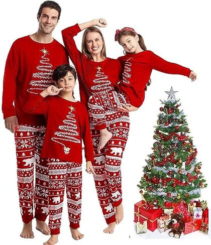 LOHILL مطابقة عيد الميلاد منامة مجموعات مطابقة الأسرة عيد الميلاد PJs عيد الميلاد المطبوعة ملابس خاصة عطلة عيد الميلاد جامي in Saudi Arabia