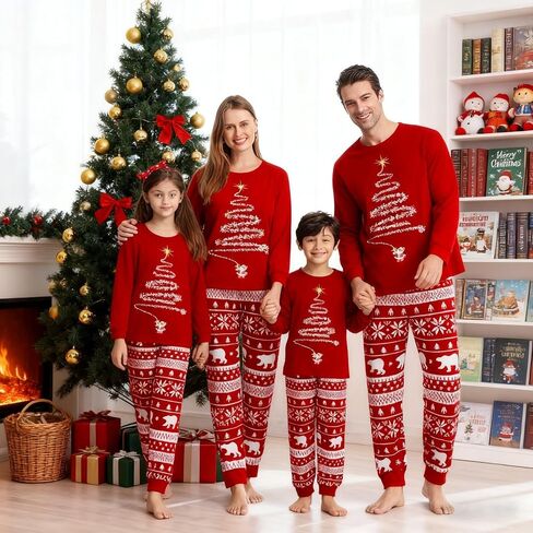 LOHILL مطابقة عيد الميلاد منامة مجموعات مطابقة الأسرة عيد الميلاد PJs عيد الميلاد المطبوعة ملابس خاصة عطلة عيد الميلاد جامي in Saudi Arabia