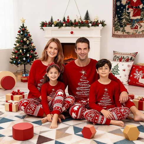 LOHILL مطابقة عيد الميلاد منامة مجموعات مطابقة الأسرة عيد الميلاد PJs عيد الميلاد المطبوعة ملابس خاصة عطلة عيد الميلاد جامي in Saudi Arabia