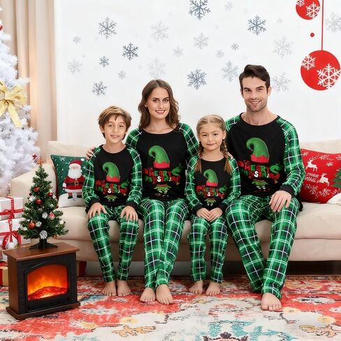 LOHILL مطابقة عيد الميلاد منامة مجموعات مطابقة الأسرة عيد الميلاد PJs عيد الميلاد المطبوعة ملابس خاصة عطلة عيد الميلاد جامي in Saudi Arabia