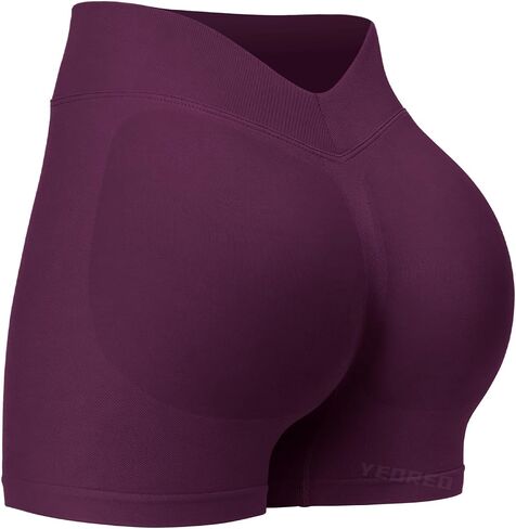 YEOREO SoftHue Workout Shorts for Women 3.6" Gym Impact Hidden Scrunch V Back Biker Shorts High Waisted Tummy Control Yoga in Saudi Arabia