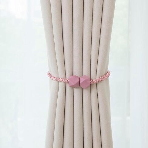 Magnetic Curtain Tiebacks – Handmade Rope Holdbacks with Strong Magnets, Decorative Twist Cord Drapery Holders for Window Curtains(Pink, 2) in Saudi Arabia