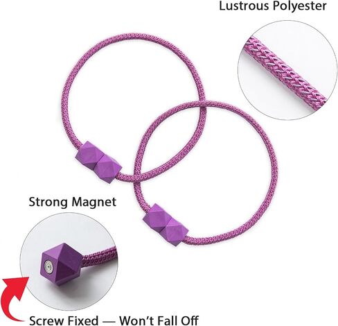 Magnetic Curtain Tiebacks – Handmade Rope Holdbacks with Strong Magnets, Decorative Twist Cord Drapery Holders for Window Curtains(Pink, 2) in Saudi Arabia