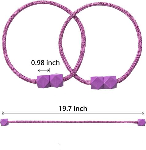 Magnetic Curtain Tiebacks – Handmade Rope Holdbacks with Strong Magnets, Decorative Twist Cord Drapery Holders for Window Curtains(Pink, 2) in Saudi Arabia