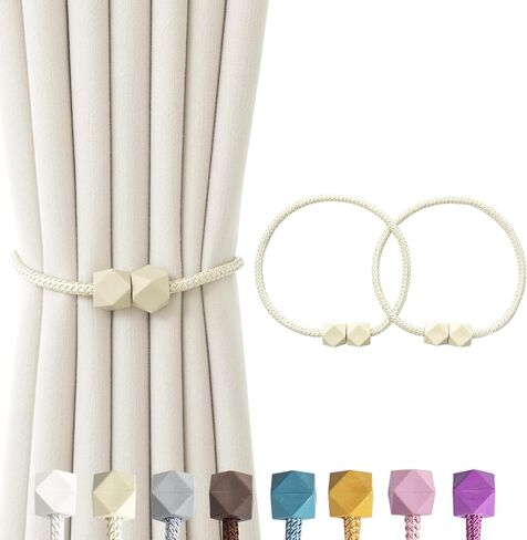 أربطة ستائر مغناطيسية - حوامل حبال مصنوعة يدويًا مع مغناطيس قوي، حاملات ستائر بحبل ملتوي مزخرف لستائر النوافذ (وردي، 2) in Kuwait
