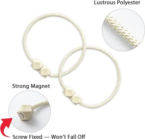 أربطة ستائر مغناطيسية - حوامل حبال مصنوعة يدويًا مع مغناطيس قوي، حاملات ستائر بحبل ملتوي مزخرف لستائر النوافذ (وردي، 2) in Kuwait